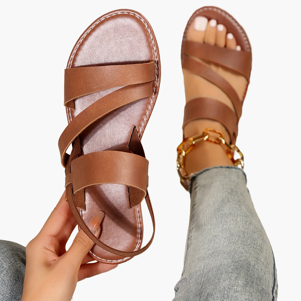 Damen Komfort-Sandalen mit Kreuzriemen – Modische Sommerschuhe für Alltag und Freizeit