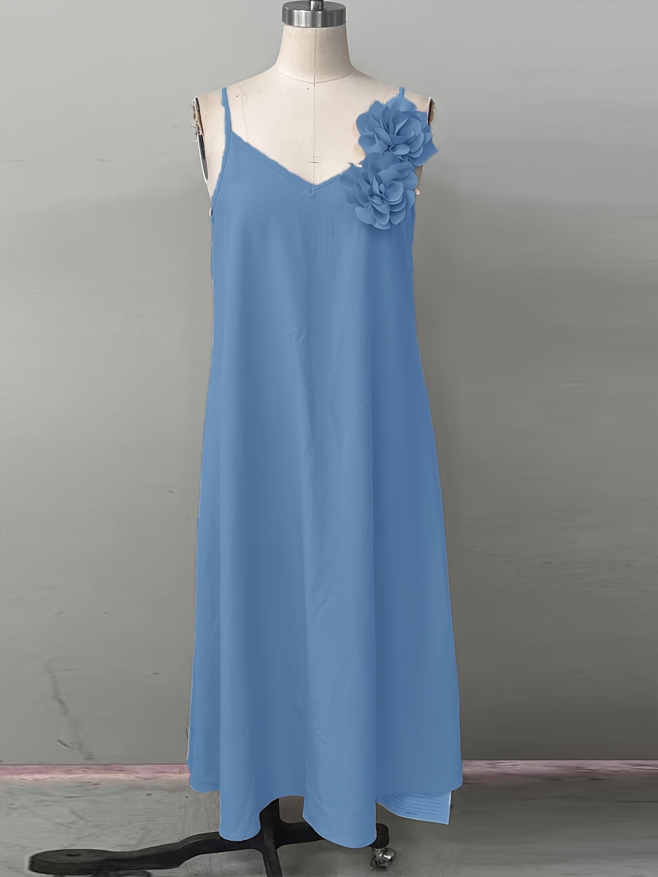 Damen Elegantes Maxikleid mit 3D-Blumenapplikation für besondere Anlässe