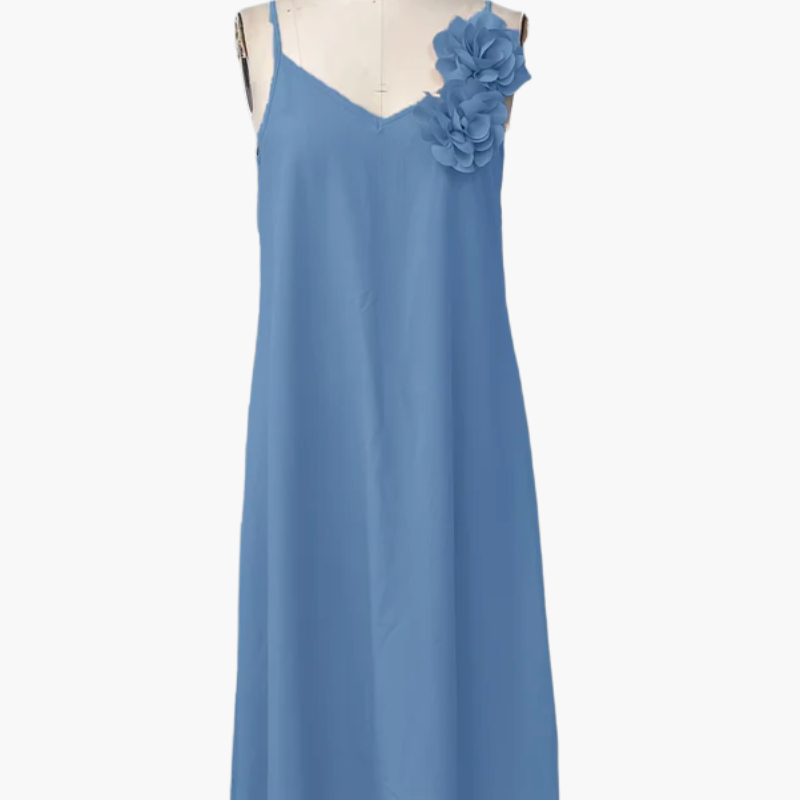Damen Elegantes Maxikleid mit 3D-Blumenapplikation für besondere Anlässe