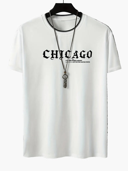 Herren T-Shirt mit „CHICAGO“-Print, lässiger Streetwear Stil