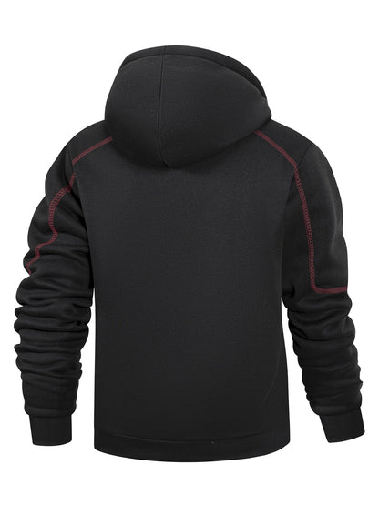 Herren Hoodie mit Reißverschluss 2er-Set, Kontrastnähte & Kapuze, Sport Freizeit