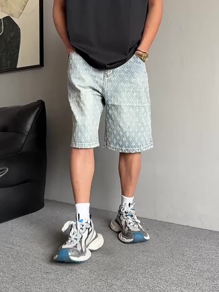 Herren Streetwear Denim Shorts im angesagten 3D-Blumen-Design – Lässige Bermudas für Alltag & Freizeit