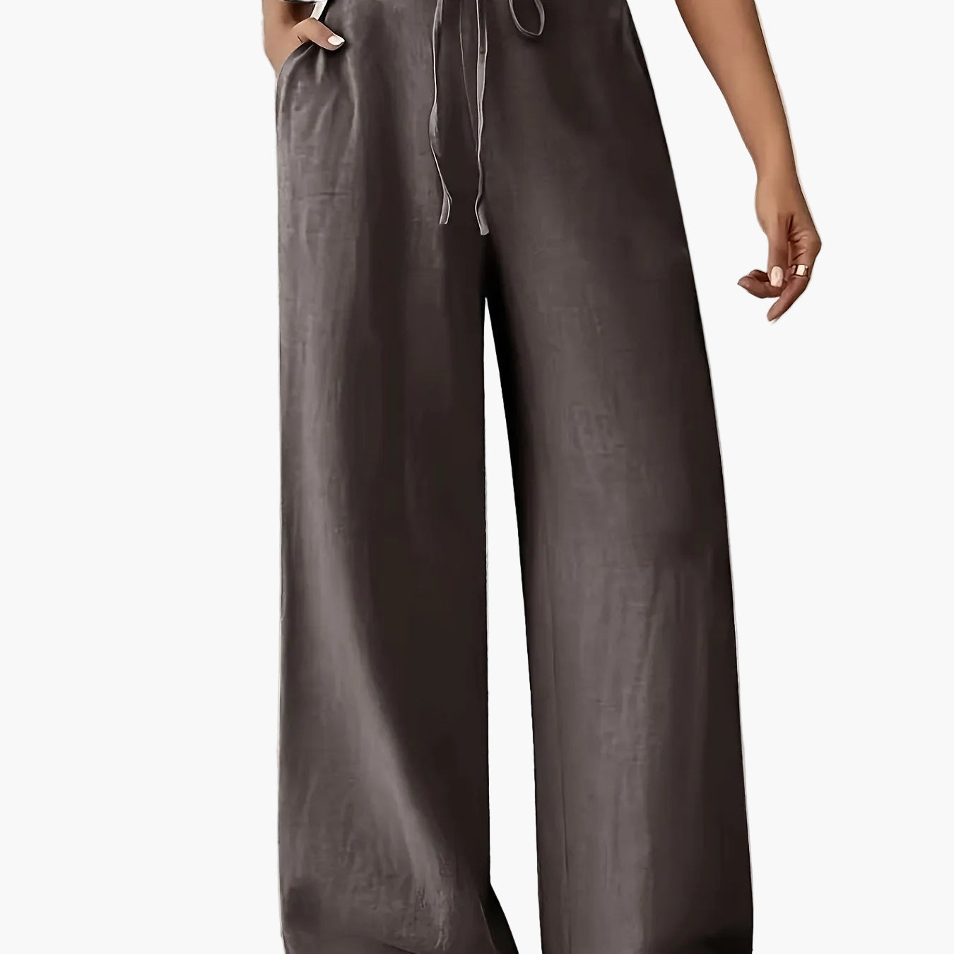 Damen Weite Bein Freizeithose mit Kordelzug – Lässige Loungehose für Alltag und Wochenende