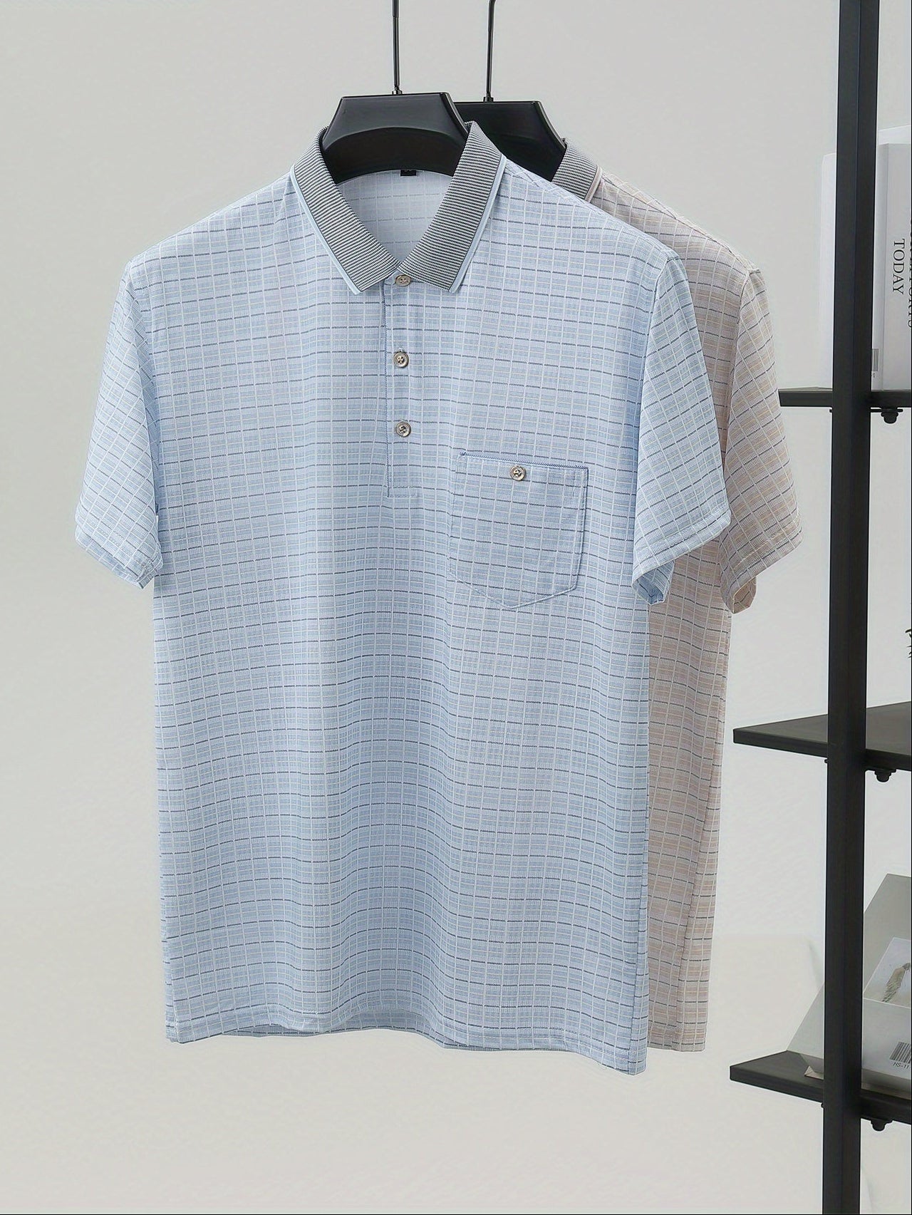 Herren Poloshirt Kariert Modern Business Casual