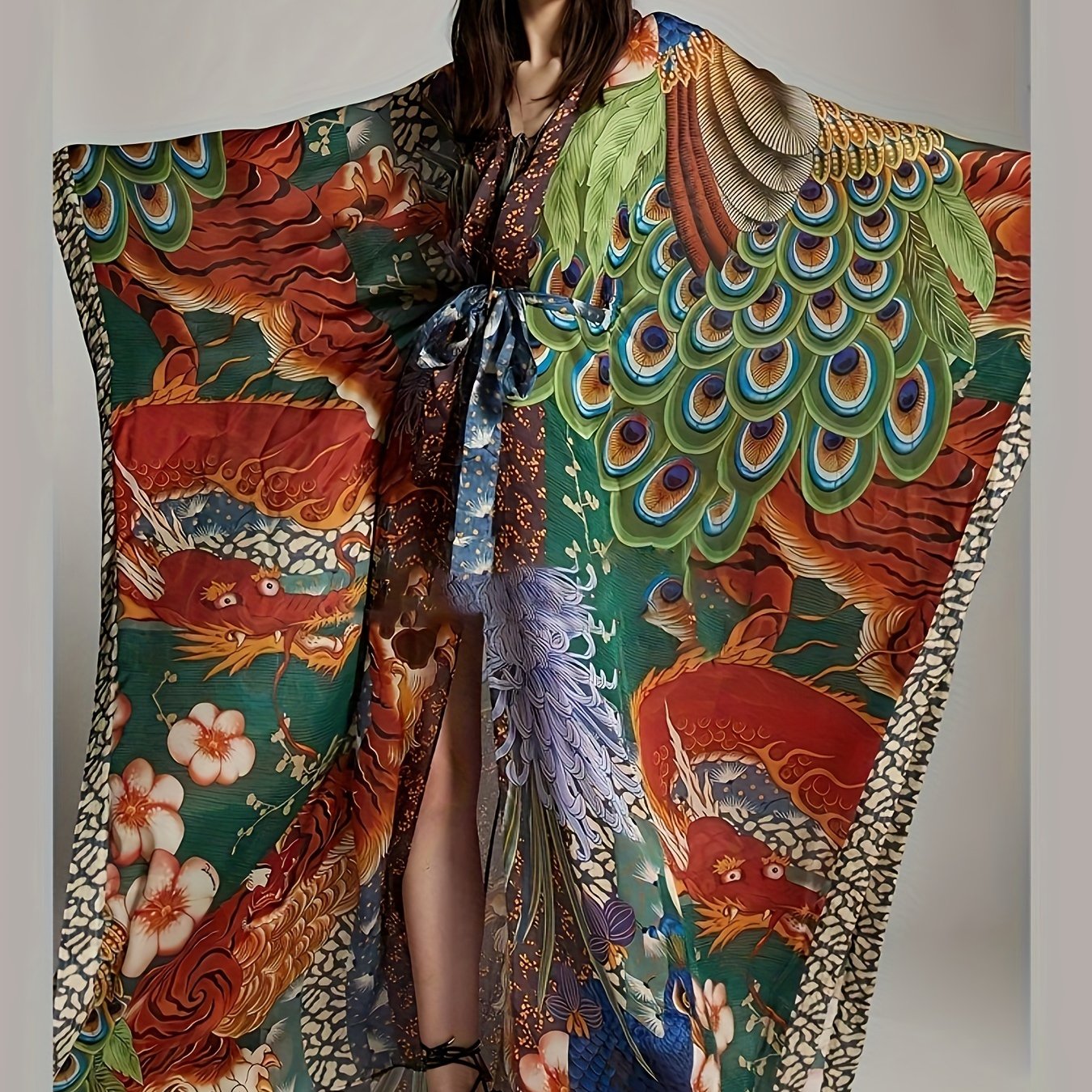Damen Luxus Kaftan Kimono Maxilänge – Extravaganter Boho Stil für Resort & Abend