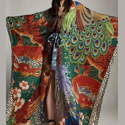 Damen Luxus Kaftan Kimono Maxilänge – Extravaganter Boho Stil für Resort & Abend
