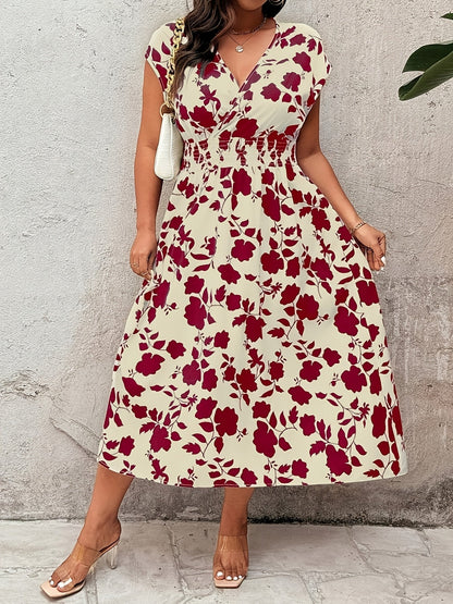 Damen Elegantes Wickelkleid mit Blumenmuster und Taillendetail – Perfekt für Freizeit & Sommer