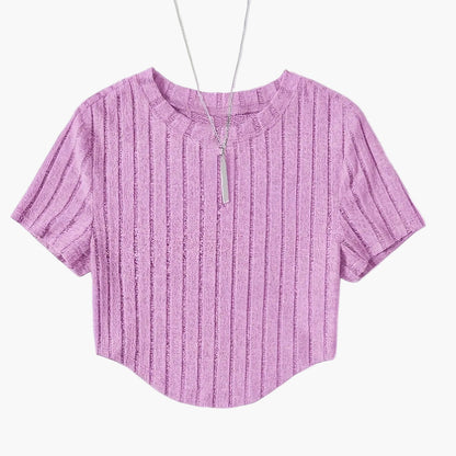 Damen Kurzarm-Ripptop im Casual-Look – Perfekt für Freizeit und Alltag