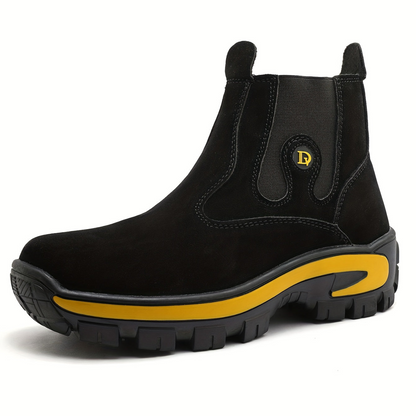 Chelsea Boots Herren Gelb Schwarz mit Profilsohle und Elastikeinsatz