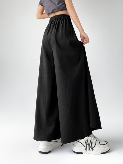 Damen Weitbein Culottes Hose Streetwear High Waist Modisch Freizeit