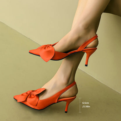 Damen Slingback Pumps mit großer Schleife und Stiletto-Absatz – Elegante festliche High Heels