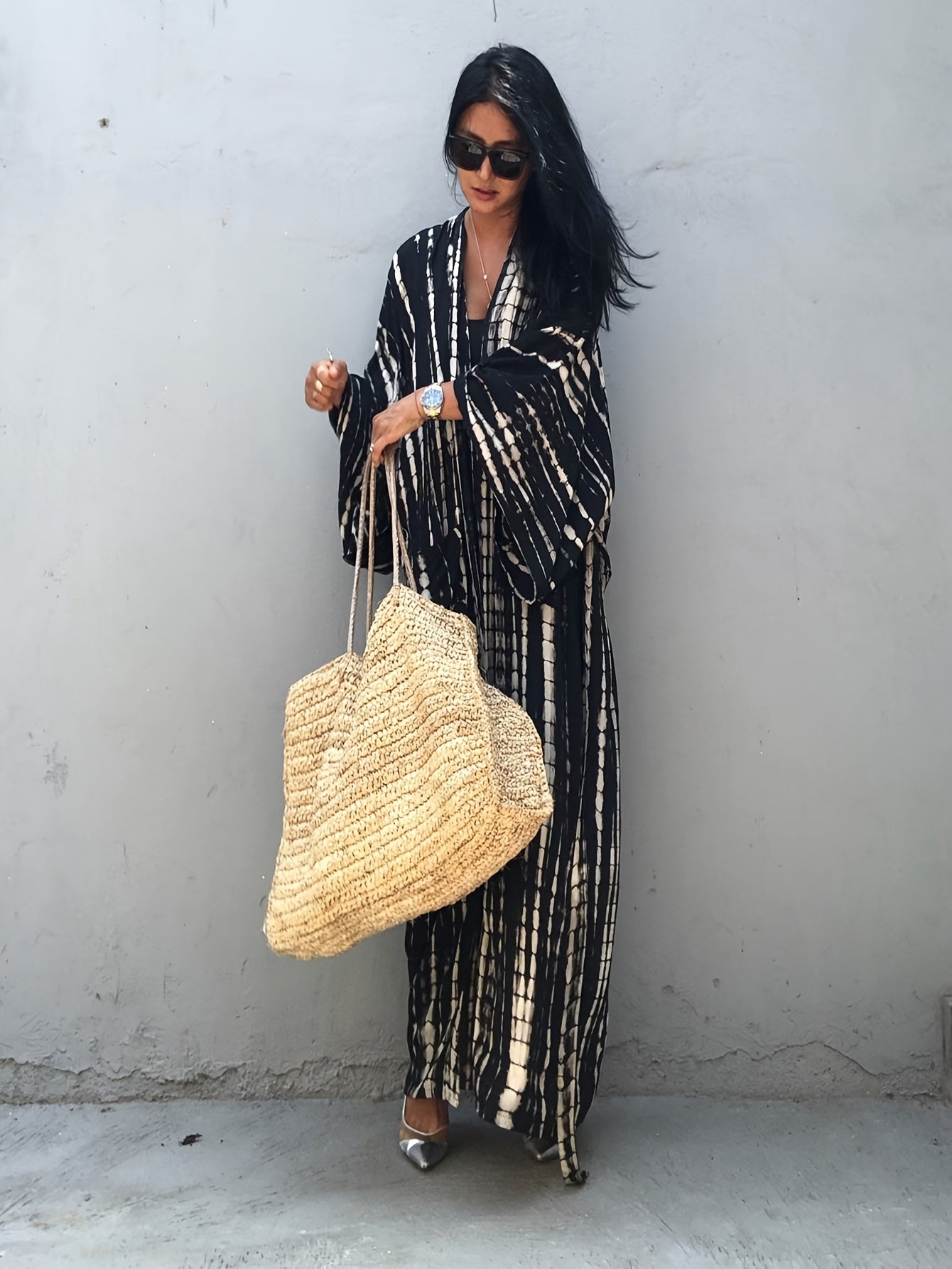 Damen Kimono Maxikleid im Boho-Stil – Elegantes Überwurfkleid für Strand & Urlaub