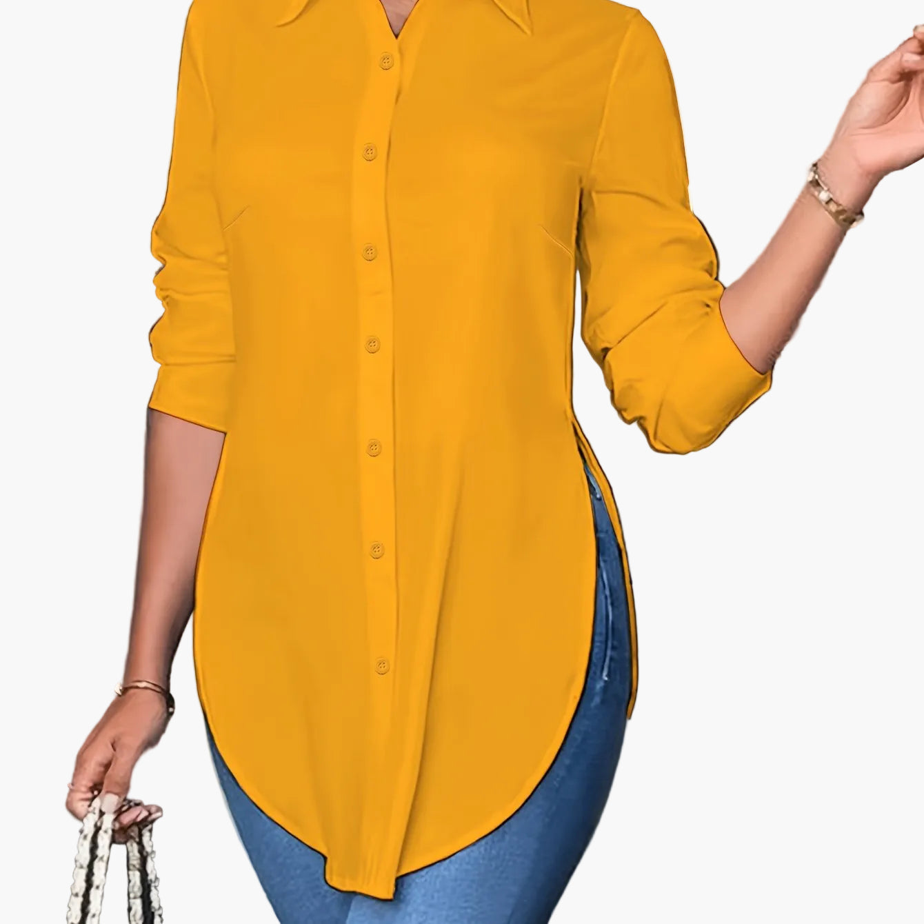 Damen Langarm Bluse Elegant Business Freizeit Hemd Blusenshirt