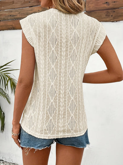 Damen Sommer Top mit Lochmuster – Modisches ärmelloses Shirt für Freizeit und Urlaub
