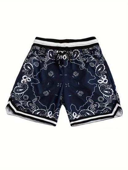 Herren Bandana-Print Basketball Shorts Sport Streetwear Freizeit