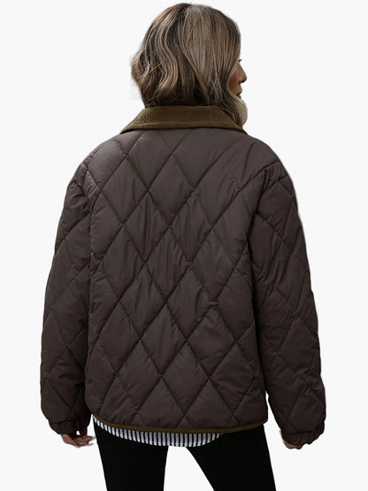 Damen Steppjacke im Vintage-Stil mit Taschen – Elegante Übergangsjacke für Alltag und Freizeit