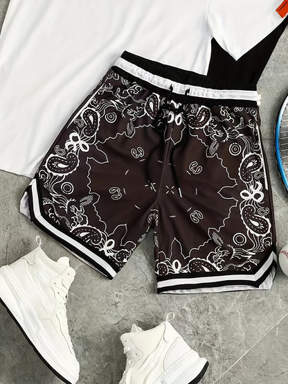 Herren Bandana-Print Basketball Shorts Sport Streetwear Freizeit
