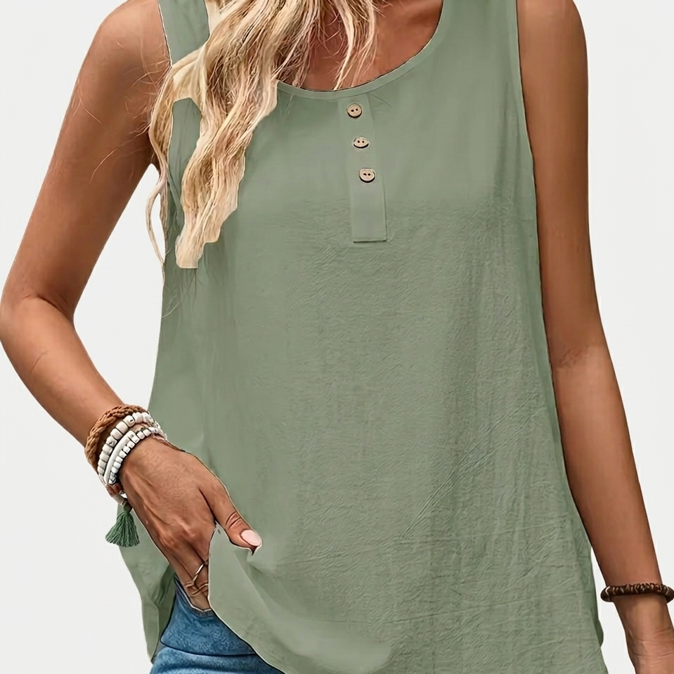 Damen Sommer-Top Casual Bluse ohne Ärmel mit Knopfleiste – Lässige Freizeitmode für Alltag und Urlaub