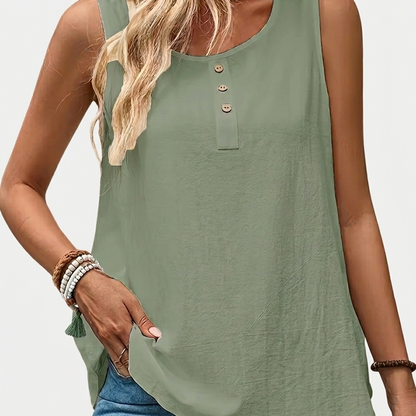Damen Sommer-Top Casual Bluse ohne Ärmel mit Knopfleiste – Lässige Freizeitmode für Alltag und Urlaub
