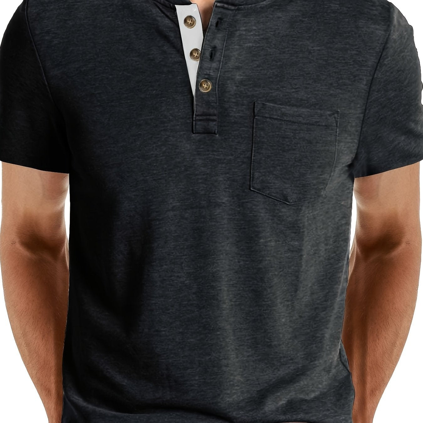 Herren Henley T-Shirt mit Knopfleiste und Brusttasche – Freizeitstil für Alltag und Wochenende