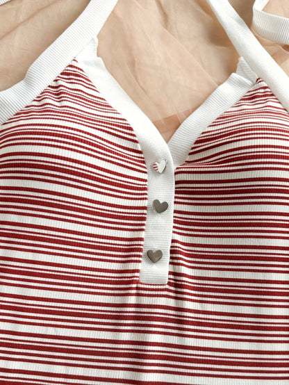 Damen Sommer Jumpsuit mit Streifen und Knopfleiste – Eleganter Einteiler für Freizeit & Urlaub