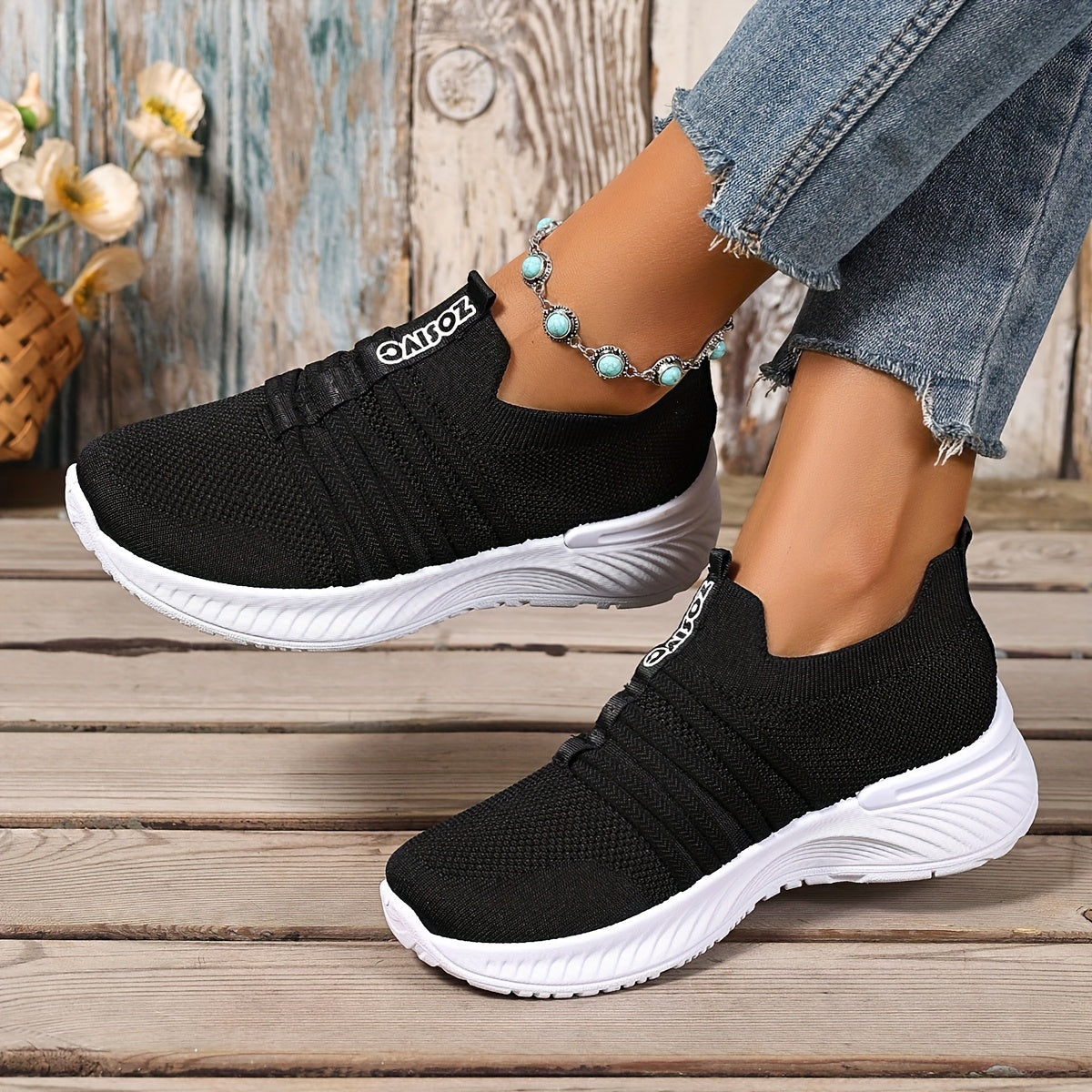 Damen Slip-On Freizeitschuhe mit Streifen – Bequeme Alltagssneaker für Freizeit & Spaziergänge