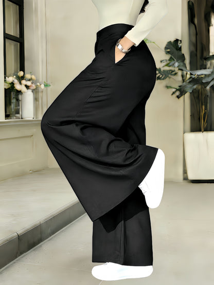Damen Weitbeinige Business-Hose mit Hohem Bund – Eleganter Alltags- und Büro-Look