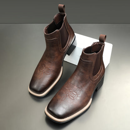 Herren Stiefeletten quadratische Zehenpartie mit Ziernähten Chelsea Boots