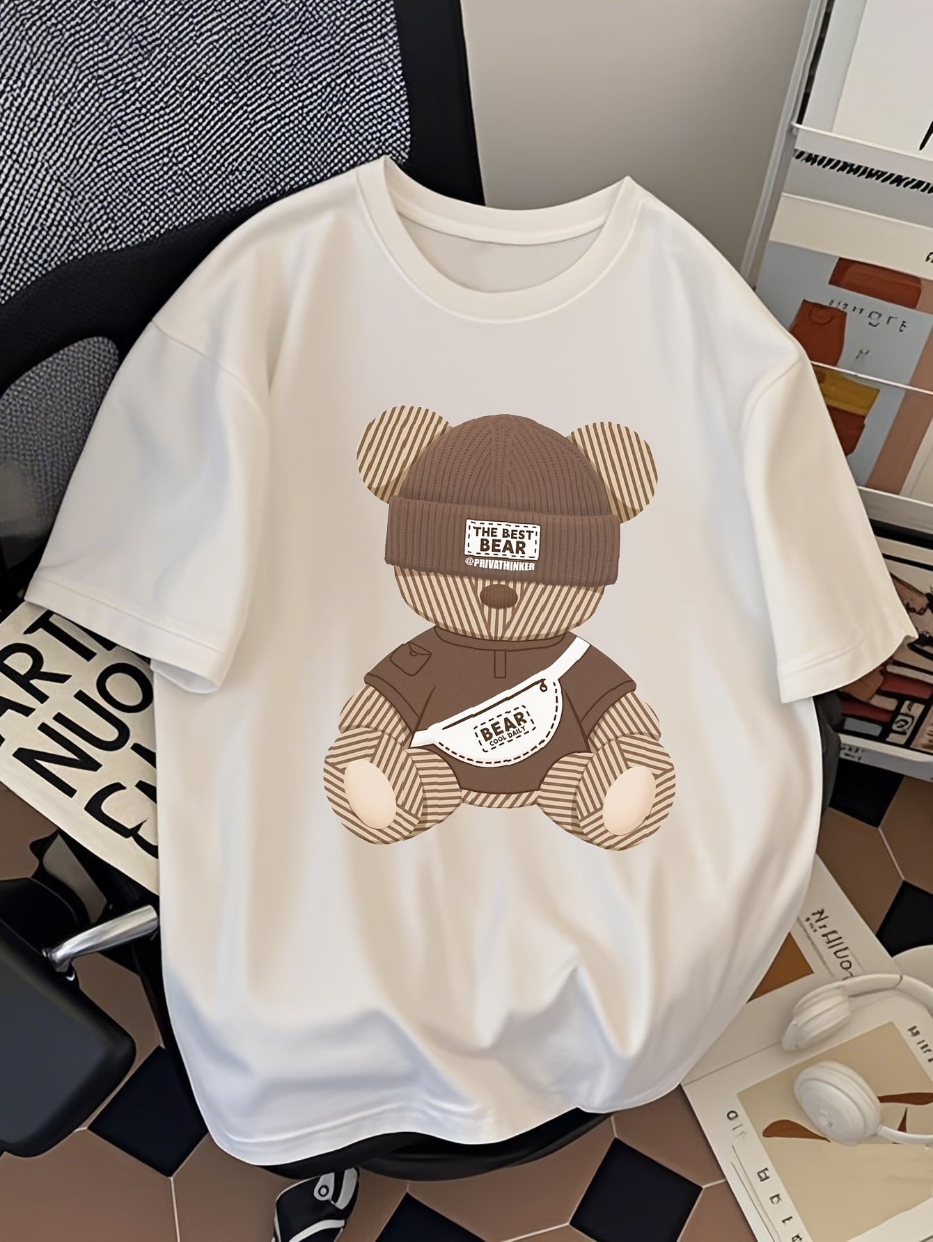 Herren Streetwear T-Shirt mit Bären-Print und Urbanem Design – Lässiges Mode-Statement