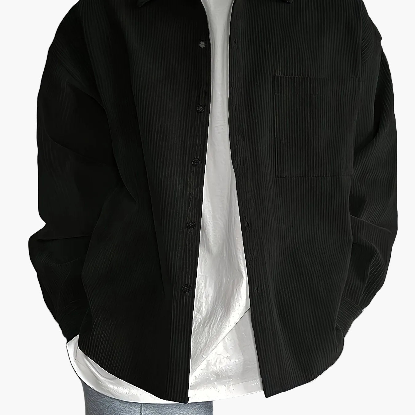 Herren Oversized Cordhemd Casual Streetwear – Lässiges Freizeithemd für Alltag und Trend-Looks