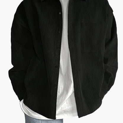 Herren Oversized Cordhemd Casual Streetwear – Lässiges Freizeithemd für Alltag und Trend-Looks