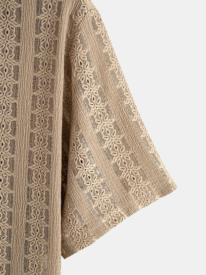 Herren Sommer-Strandhemd im Boho-Stil – Lässiges Jacquard-Design für Urlaub und Freizeit