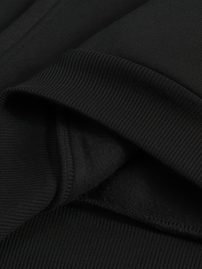 Herren Jogginganzug Set Schwarz mit Steppweste, Kapuzenpullover & Jogginghose