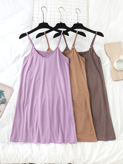 Damen Nachthemd – Elegantes Spaghettiträger Slipdress für gemütliche Nächte und entspannte Tage