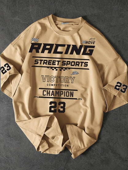Herren Street Racing Sports Champion T-Shirt mit Print – Urban Style Freizeitshirt