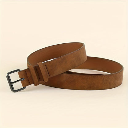 Unisex Brauner Wildleder-Look Gürtel mit goldener Schnalle