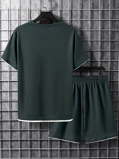 Herren Freizeit-Set Kurzarm T-Shirt & Shorts Lounge Outfit – Bequemes Sommer Homewear