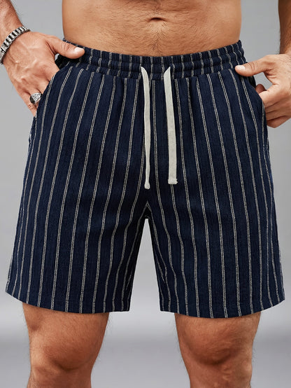 Herren Freizeit-Shorts mit Nadelstreifen und Kordelzug – Stilvolle Sommerhose für Alltag & Sport