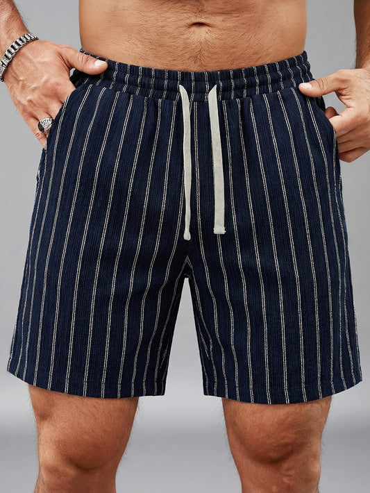 Herren Freizeit-Shorts mit Nadelstreifen und Kordelzug – Stilvolle Sommerhose für Alltag & Sport