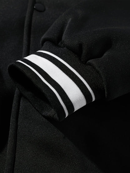 Unisex Baseballjacke mit Kapuze und Druckknöpfen, Winterjacke für Outdoor
