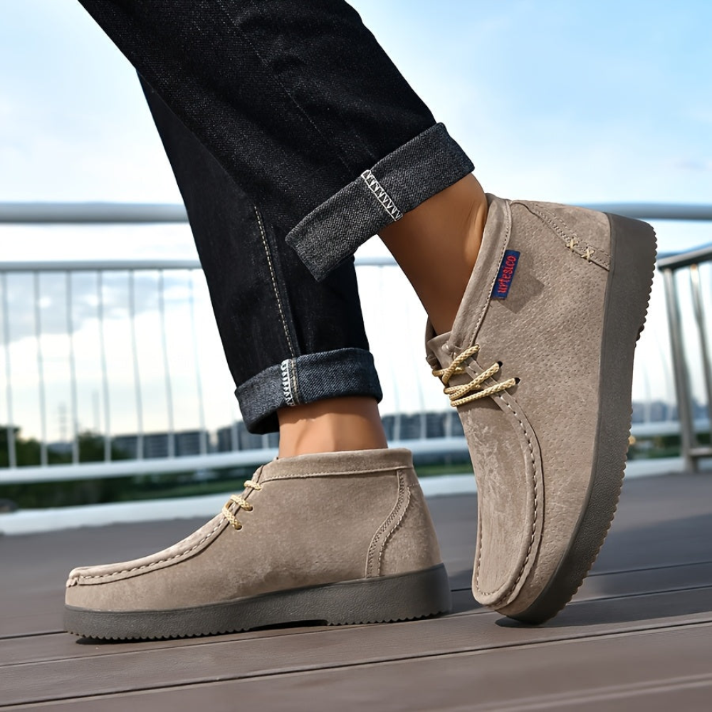 Herren Chukka Stiefel Wildleder-Optik Schnürschuhe Freizeitschuhe