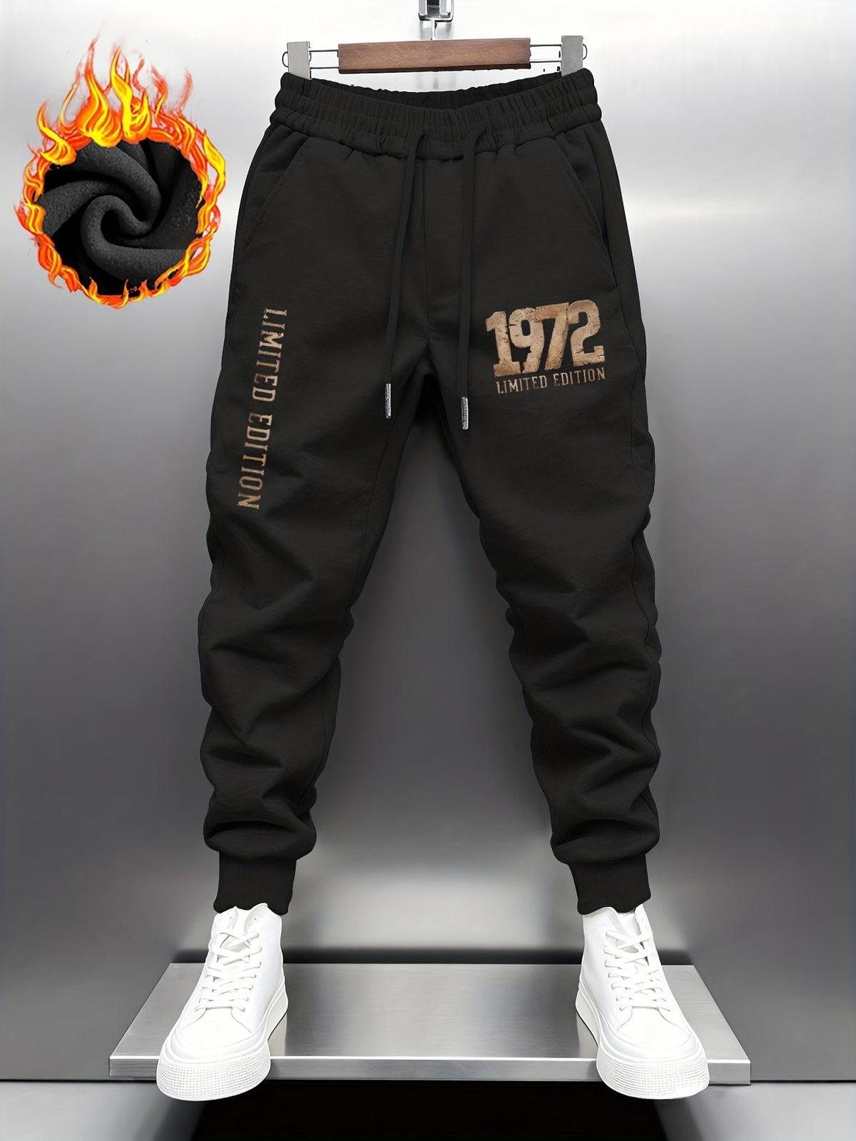 Herren Winter Jogginghose Fleece Gefütterte Sporthose mit Kordelzug "1972 Limited Edition"