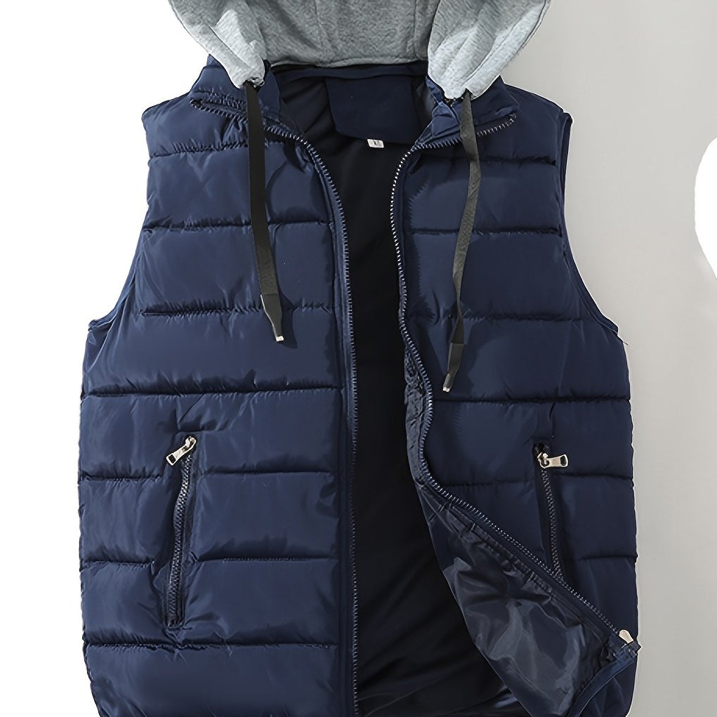 Steppweste mit Kapuze Herren/Unisex Gepolsterte Outdoor Weste Reißverschluss