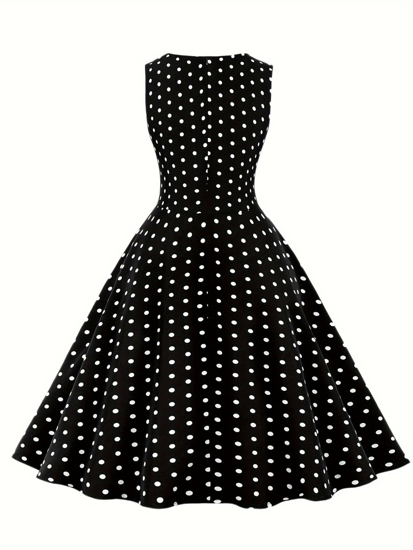 Damen Vintage Polka Dot Rockabilly Kleid mit Gürtel – Elegantes Retro Partykleid