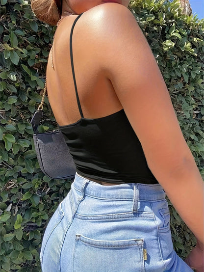 Damen Crop Top mit Frontschleife und Cut-Out – Modisches Camisole für Alltag und Ausgehen