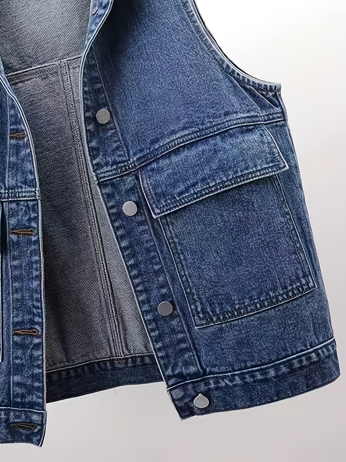 Damen Jeans Weste mit Kapuze, Ärmellose Denim Jacke in Blau