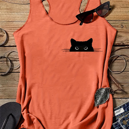 Damen Tanktop mit Katzenmotiv – Lustiges Freizeitshirt für Katzenliebhaberinnen