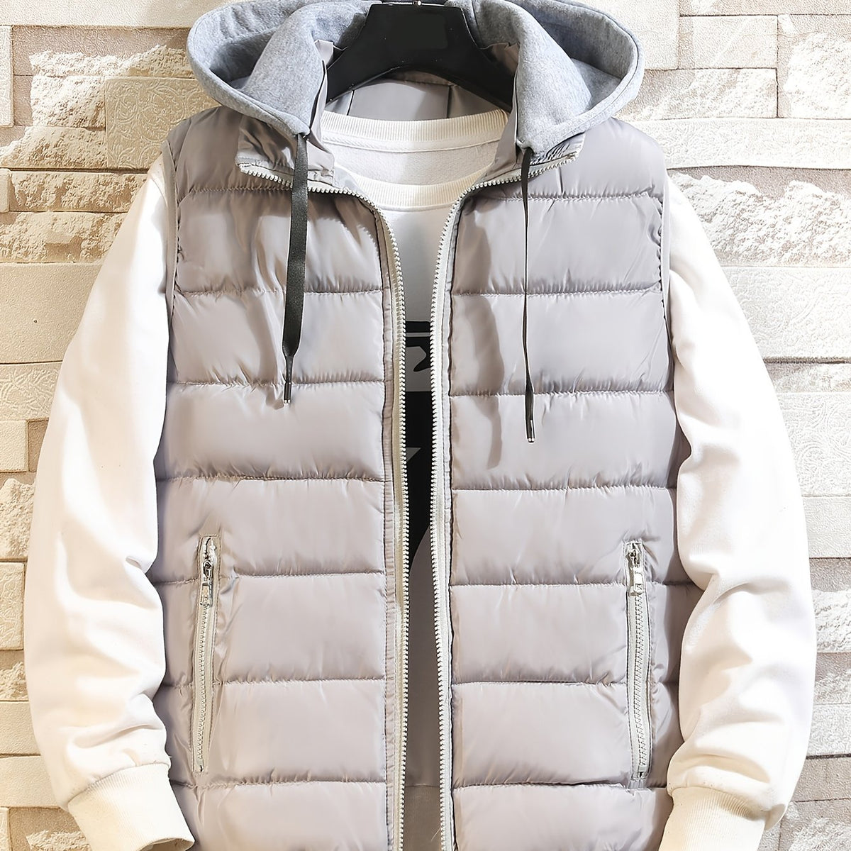 Steppweste mit Kapuze Herren/Unisex Gepolsterte Outdoor Weste Reißverschluss