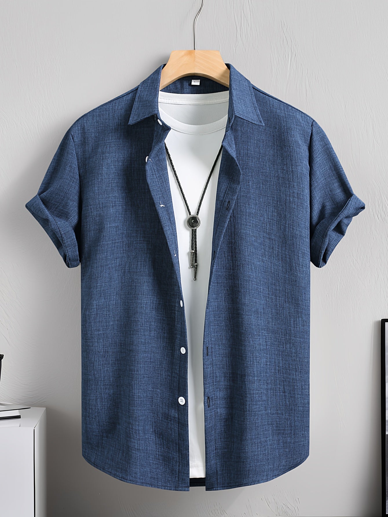 Herren Casual Kurzarm Hemd mit T-Shirt Layering Look – Stylisches Sommer Freizeithemd