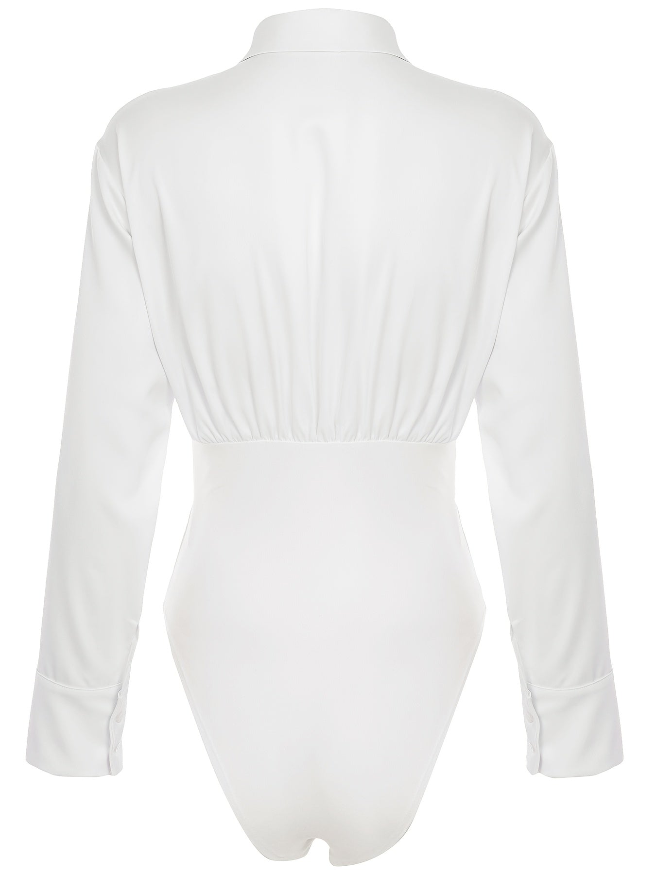 Damen Body Bluse Langarm Hemdblusen-Stil mit geraffter Taille
